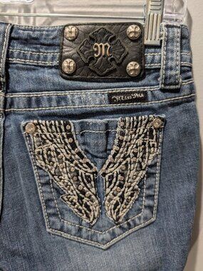 Miss Me JE5388TR Straight Leg Jeans 27x31 Bling Embroidered